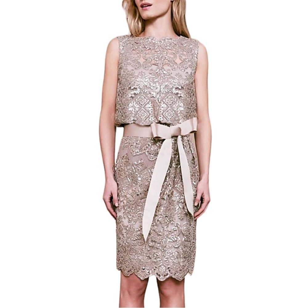 TADASHI SHOJI  Chini Blouson Sequin Dress  BMN918M‎ Womens size 14 New